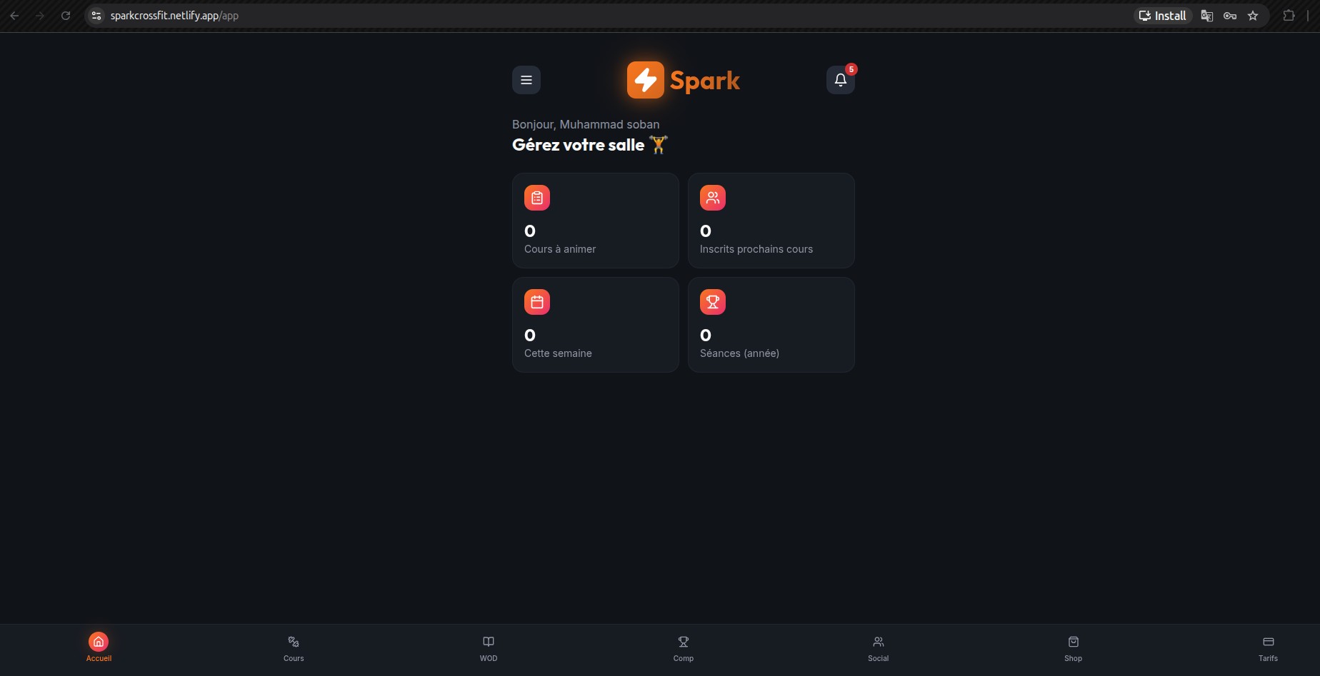 Spark CrossFit App