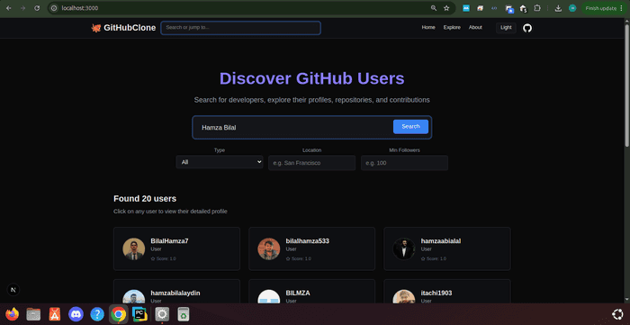 GitHub Clone - Project by Hamza Bilal, Backend Developer and AI Engineer